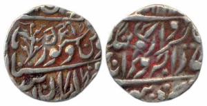 Silver ½ Rupee, 5.3 g, in the of Queen Victoria and Sardar Singh, with 'Mudra' (3/8) in Na