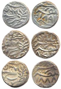 Silver Rupees (3) in the name of Queen Victoria, third series with years and initial of Bh