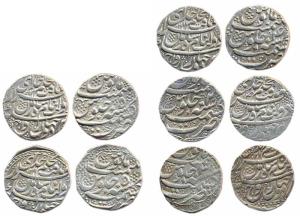 Silver Rupees (6) in the name of Shah Alam II, RY 2, 1176/4, 1177/4, 1177/5, 1180/7,1181/7