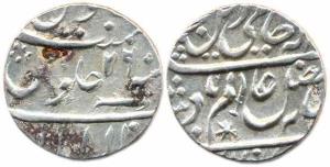 Allahabad, Silver Rupee in the name of Shah Alam II, year 26 (KM 586). Good Fine, Very Sca