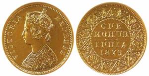 Queen Victoria, Gold, Proof Mohur, 1879 (Pr #16). Restrike in NGC slab, Graded as Proof Li