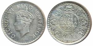 George VI, Silver, Rupee, Bombay Mint, 1938. Extremely Fine, Scarce.