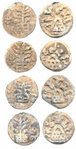 Anandas of Karwar, Chutkulananda, 1st century BC, Lead, bucket-type hill symbol on obv wit