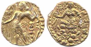 Gupta, Chandra Gupta II, (c. 380-414), Gold Dinar, Archer Type, Chandra in Brahmi below ar