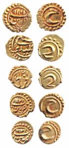 Tipu Sultan (1787-1799 AD, 1212-1227AM), Gold, Fanams, Farukhi Mint 1217 AM (KM#58), Kalik