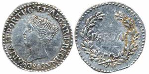Goa Silver Pardao Maria II 1845 KM#272 VF/F