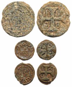 Diu, Tin, 5 Bazarucos, 2 pcs, 1800 & 1801 (KM #15), 10 Bazarucos, 1828 (KM #27), Very Good