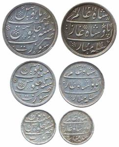 Silver, Rupee, Half & Quarter, Surat Mint, AH 1215/46, (KM #221, 223 & 222), first two Ver