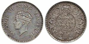 George VI, Silver, Rupee, Bombay Mint, 1938, Very Fine,