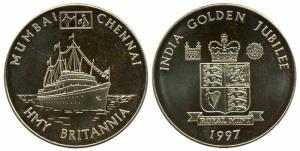 India Golden Jubilee 1947-1997, brass, medallion struck by the Royal Mint,