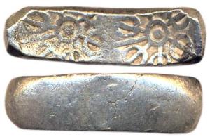 Punch-marked Coins, Gandhara Janapada, Silver, Bent Bar, 11.1 g, mid-sized bar type with t