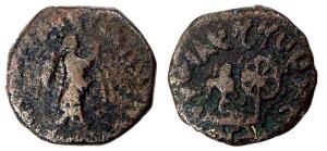 Western Kshatrapas, Abheraka, 1st century AD, Copper, Nike type with the Greek Goddess Nik