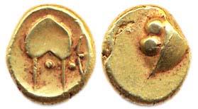 Gold, Hudki Pagoda, Anonymous, an interesting extra symbol which looks like word ‘Lu’ on o