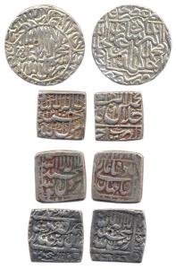 Akbar and Shah Jahan, Silver (4), Akbar, Jaunpur, Ahmedabad and Fathpur Mints; Shah Jahan,