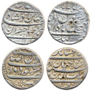 Shah Jahan, Silver (2), Rupee, Ilahi month type, Katak Mint, Bahman Month, test marks, Rar
