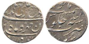 Jahandar Shah, Silver, ½ Rupee, Surat Mint, AH 1124/Ahad, Abu al Fath type (KM# 362A.2). V