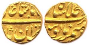 Muhammad Shah, Gold, ½ Mohur, Shahjahanabad mint (KM 437A.1). Extremely Fine and Extremely