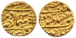 Ram Singh, Gold, Mohur, with the name of Queen Victoria, RY 23 (KM# 125). Very Fine.