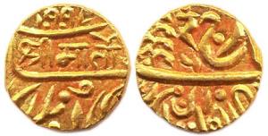 Umaid Singh, Gold, Mohur, with the name of George VI, Nagari ram on obv, VS 1997 above shr