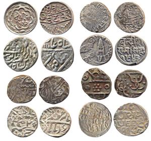 A very interesting group of error, mis-struck/double-struck silver Rupees (8) of Princely 