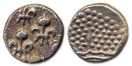 Silver, Fanon, pearled crown on obv; 5 fleur-de-lis on rev (KM# 44). Very Fine, Scarce.