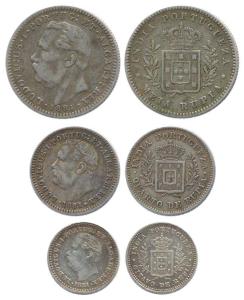Ludwig, Silver (3), Set of 3: ½ , ¼ and 1/8 Rupia, 1881(KM# 309, 310, 311). Very Fine, Sca