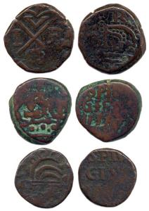 Copper (2), Anglica Paisa; Indo-Portuguese, ½ Tanga. Fine to Fine+, Scarce. (3)