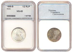Victoria Empress, Silver, ½ Rupee, 1899, Bombay Mint. MS-65 Grade, packed in plastic case 