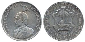 German East Africa, Wilhelm II, Silver, Double Rupee, 1893 (KM# 5). Very Fine+, Very Rare.