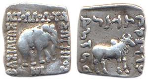 Indo-Greeks, Apollodotus I (c. 160-150 BC) Silver, Drachm, (2.4 g), Square, elephant stand