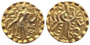 Samtatta (Mainamati) of Bengal, Balbhatt, post Gupta era, Gold, Archer on obv, Goddess on 