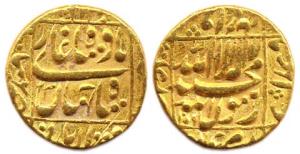 Shah Jahan (1628-58 AD), Gold Mohur, Bhilsa (Alamgirpur), AH 1059/22 (KM 260.6). Good Very