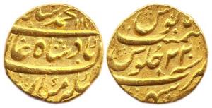 Muhammad Shah (1719-48 AD), Gold Mohur, Sahrind Mint, AH 115X /21 (KM 438.21). Very Fine, 