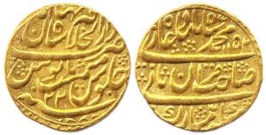 Muhammad Shah, Gold, Mohur, Shahjahanabad Mint, AH 1152/22. Broad flan, About Extremely Fi