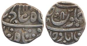 Chakan, Silver Rupee, in the name of Shah Alam II, AH 1206 (KM 92). About Extremely Fine, 