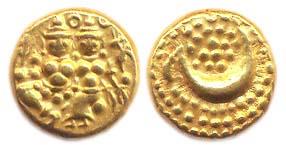 Haider Ali, Gold, Pagoda, Shiva-Parvati type, Persian He on rev. About Very Fine, Scarce.