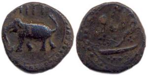 Tipu Sultan, Copper, ½ Paisa (5.5g), Zafarabad mint, AM 1216 (retrograde). About Very Fine