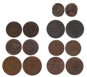 Copper (7), Assorted lot of mixed coins with errors or mis-prints. Fine to Very Fine. (7)
