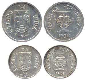 Portuguese Colony, Silver (2), Rupia and ½ Rupia, 1935. About Uncirculated. (2)