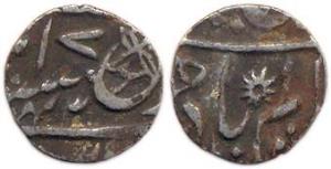 Silver ¼ Rupee (1.36 g), Muhammadabad Banaras, year 17-43, in the name of Shah Alam II (no