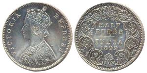 Victoria Empress, Restrike Proof ½ Rupee, 1899, Calcutta mint, (KM 491), Proof.