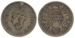 George VI, Silver Rupee, counter mark 'Ram' in Nagari on the face of the Emperor. Good Fin