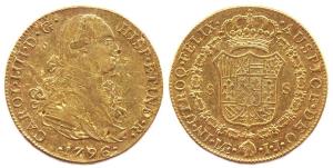 Peru, Gold 8 Escudos, bust of Charles IV, 1796, Lima Mint, 27.06 gms, (KM #101), few dings