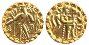 Post Gupta, Samtata of Bengal (AD 550-700), Gold, 5.44 g, Dinar, an Archer standing to lef