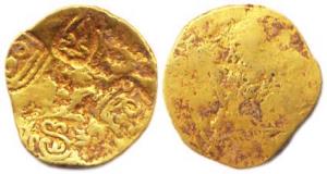 Chalukyas of Kalyana, Jayasimha II Jagadekamalla, Gold, 3.76 g, Pagoda, Punch-marked type,