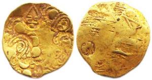 Chalukyas of Kalyana, Jayasimha II Jagadekamalla, Gold, 3.75 g, Pagoda, Punch-marked type,