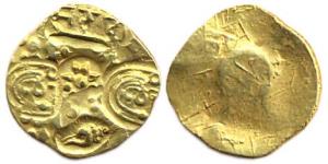 Yadavas of Devagri, Bhillam V, Gold, 3.75 g, Padma Tanka, Chalukya type obv with a number 