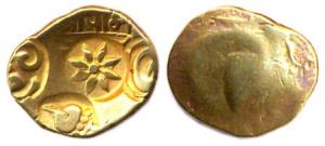 Yadavas of Devagiri, Ramdeva, Gold, 3.77 g, Padma Tanka, five punches type with a big Padm