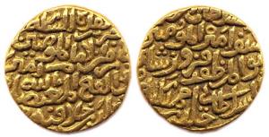 Firuz Shah Tughluq, Gold, 11.03 g, Tanka, mintless, with the name of Caliph Abu al Fath al