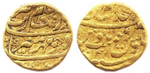 Aurangzeb, Gold, 10.84 g, Mohur, Shahjahanabad Mint, AH 1108/41 (KM# 315.42). Fine+.